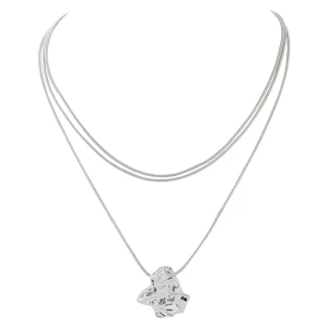 Collier Double Rang Pendentif Martelé