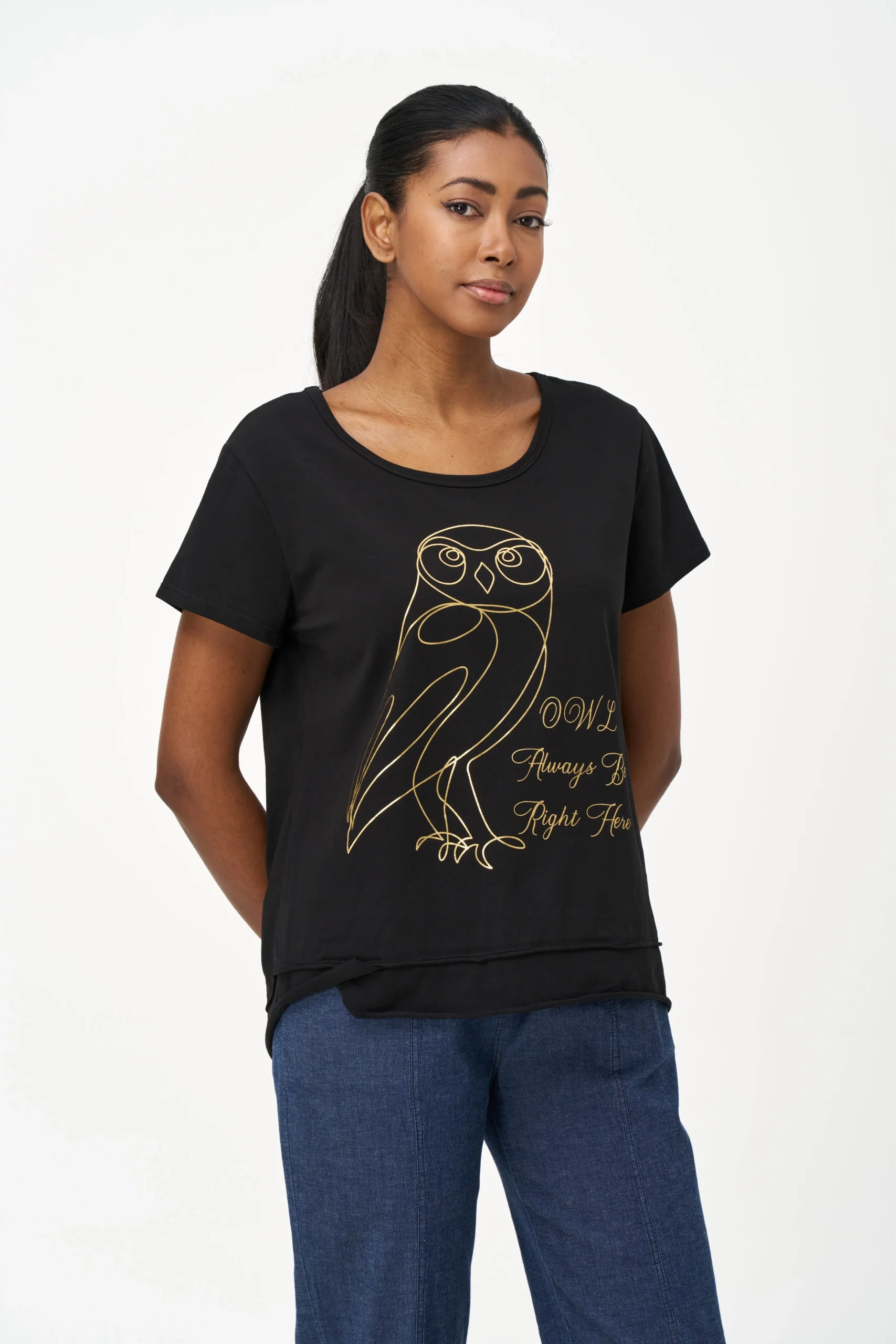 T-Shirt avec Hibou Doré
