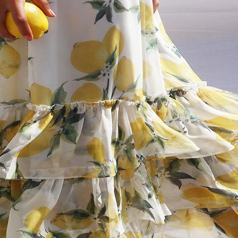 Robe Longue Bohème Blanche Et Jaune – Image 6