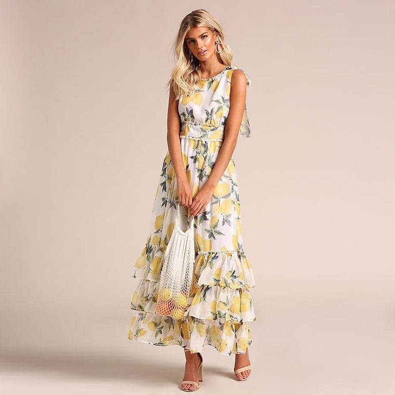 Robe Longue Bohème Blanche Et Jaune – Image 7