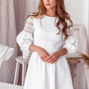 Robe Courte Vintage À Manches Bouffantes