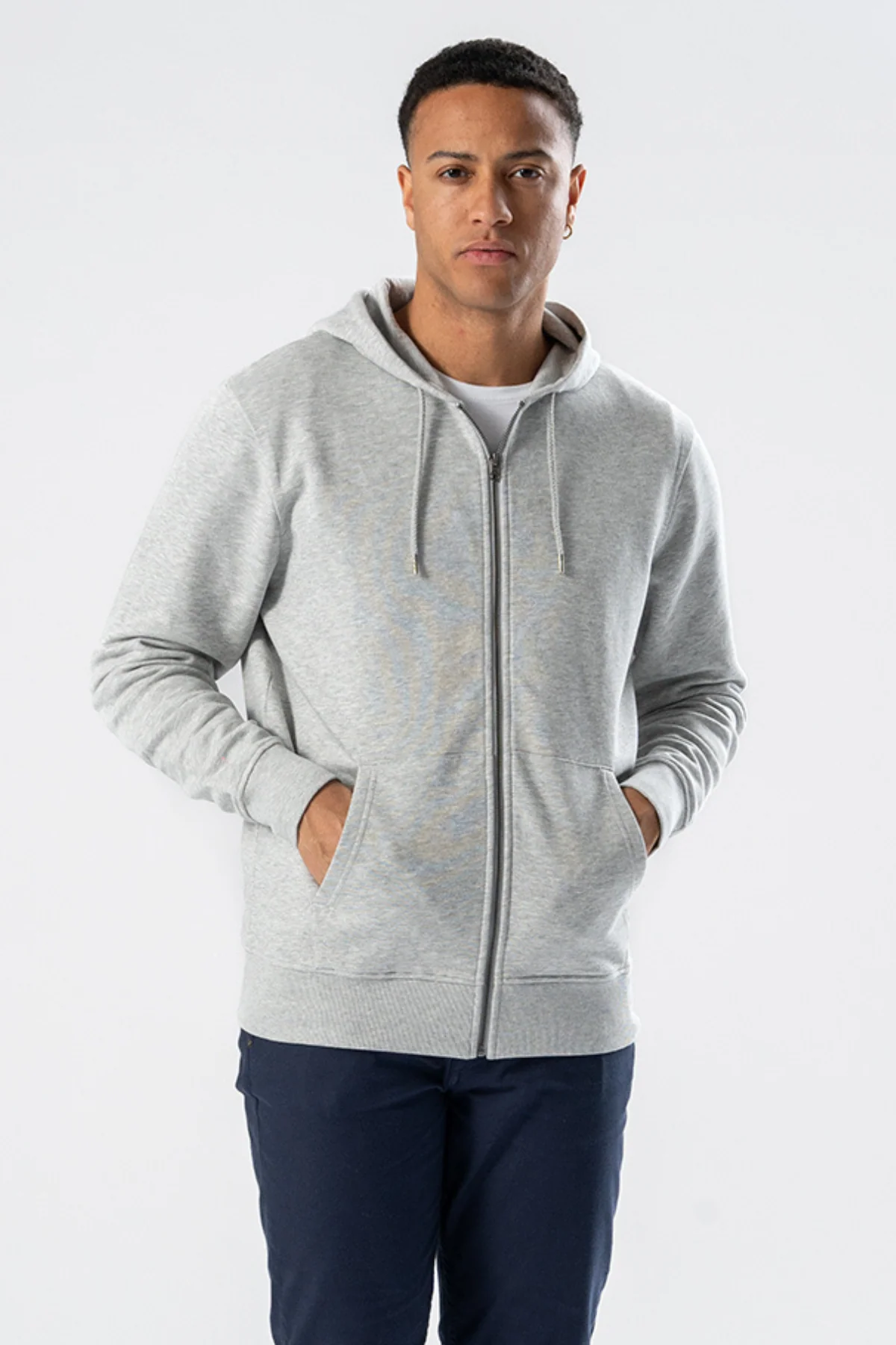 Sweat à capuche zippé - Gris cendré – Image 4