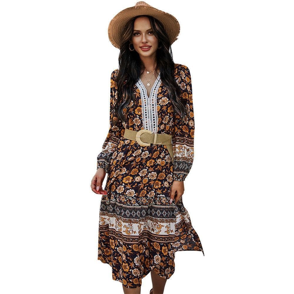Robe Hippie Florale Noire – Image 6