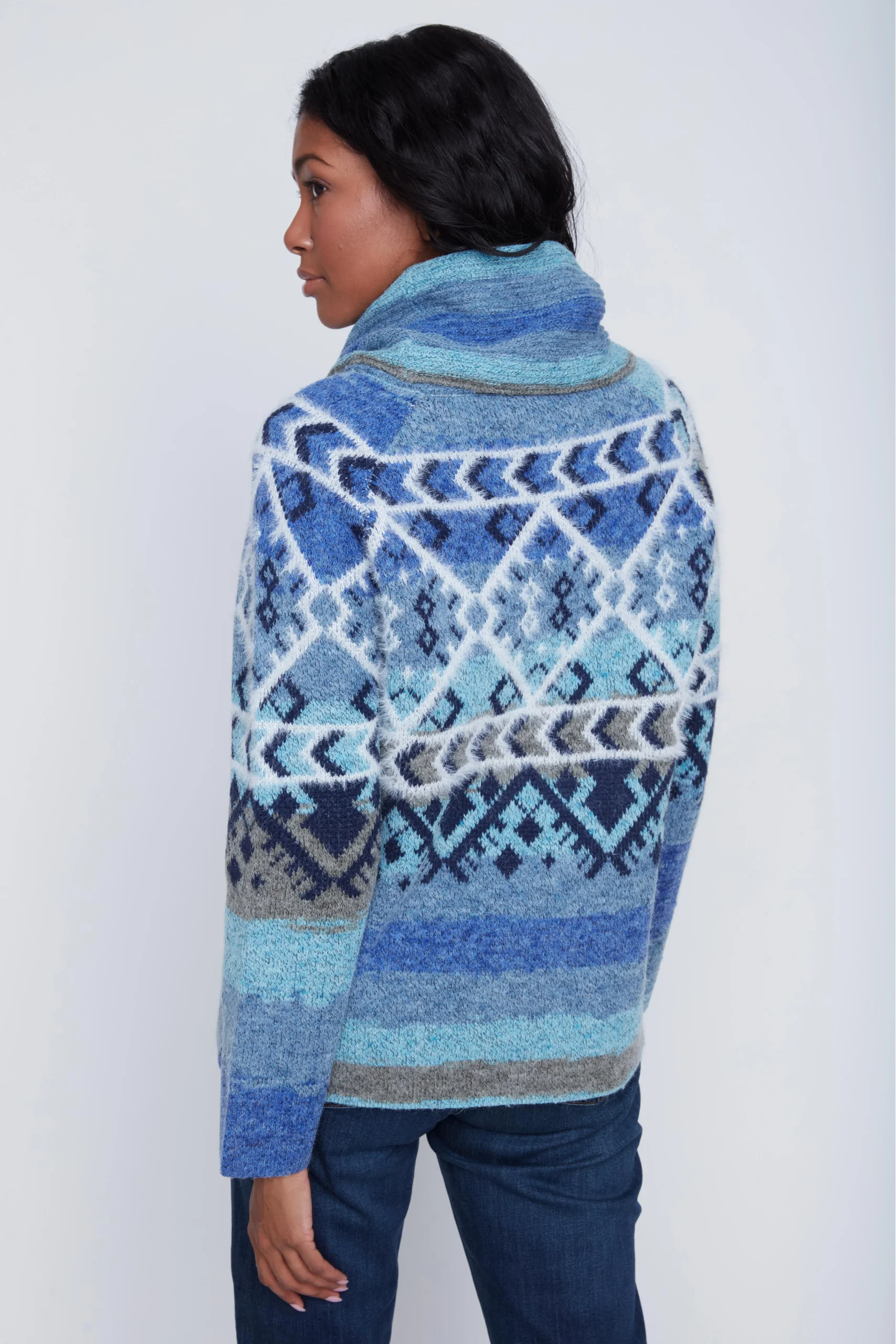 Chandail Tricot Col Baveux Motif Azthéque – Image 3