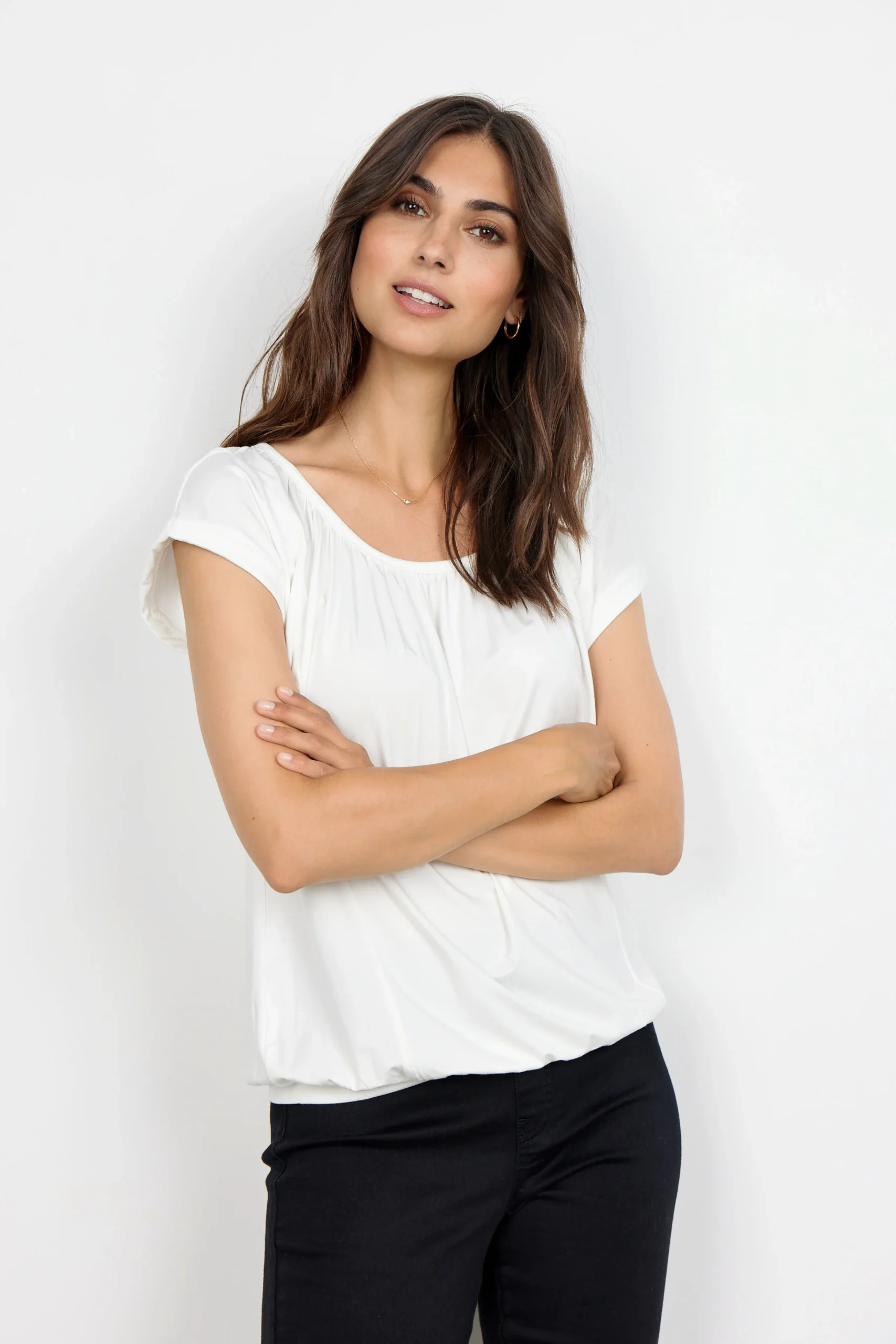 T-Shirt col en U Bande camouflante pour le ventre