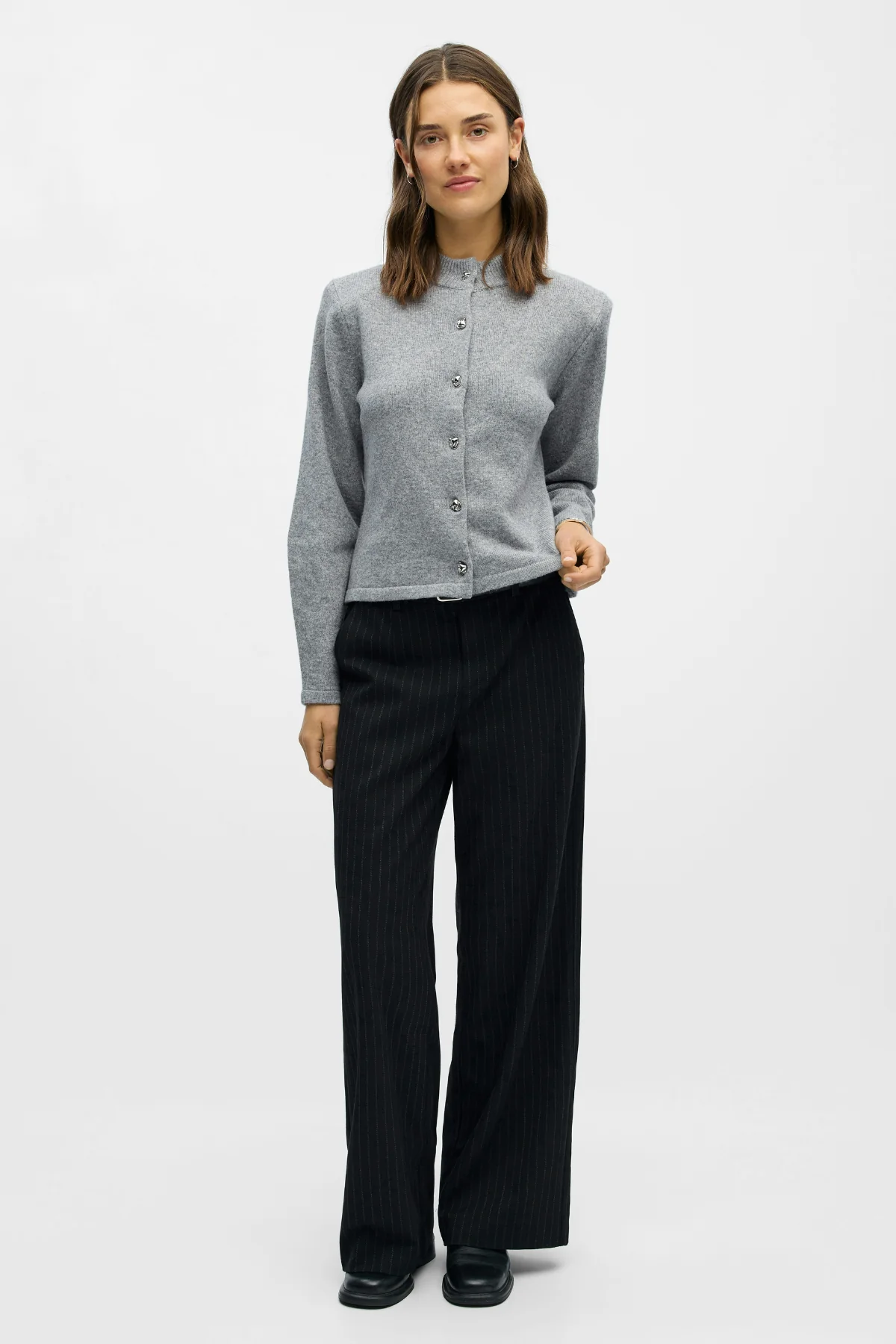 Cardigan zari en tricot - mélange gris moyen – Image 3