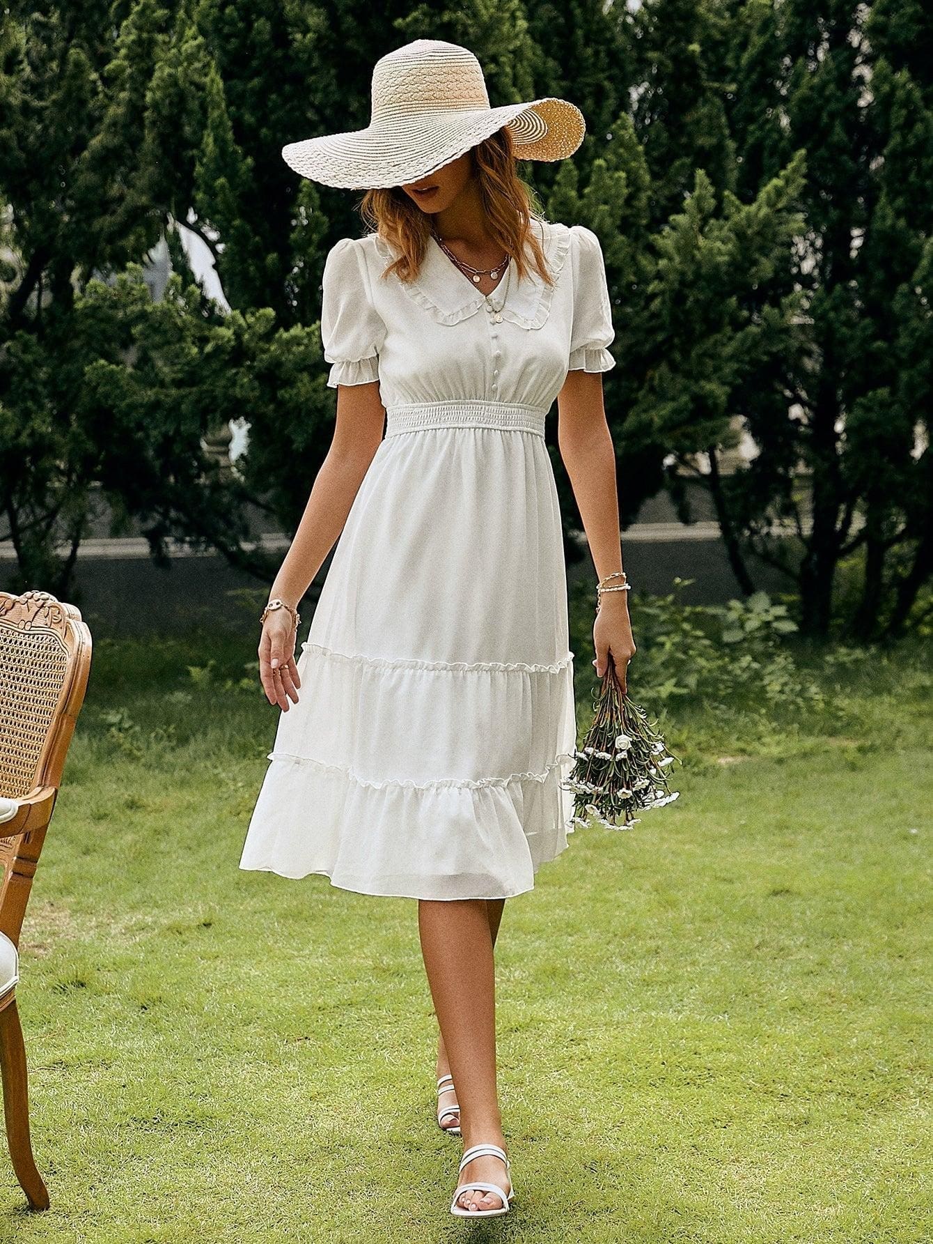 Robe Midi Champêtre Blanche – Image 4
