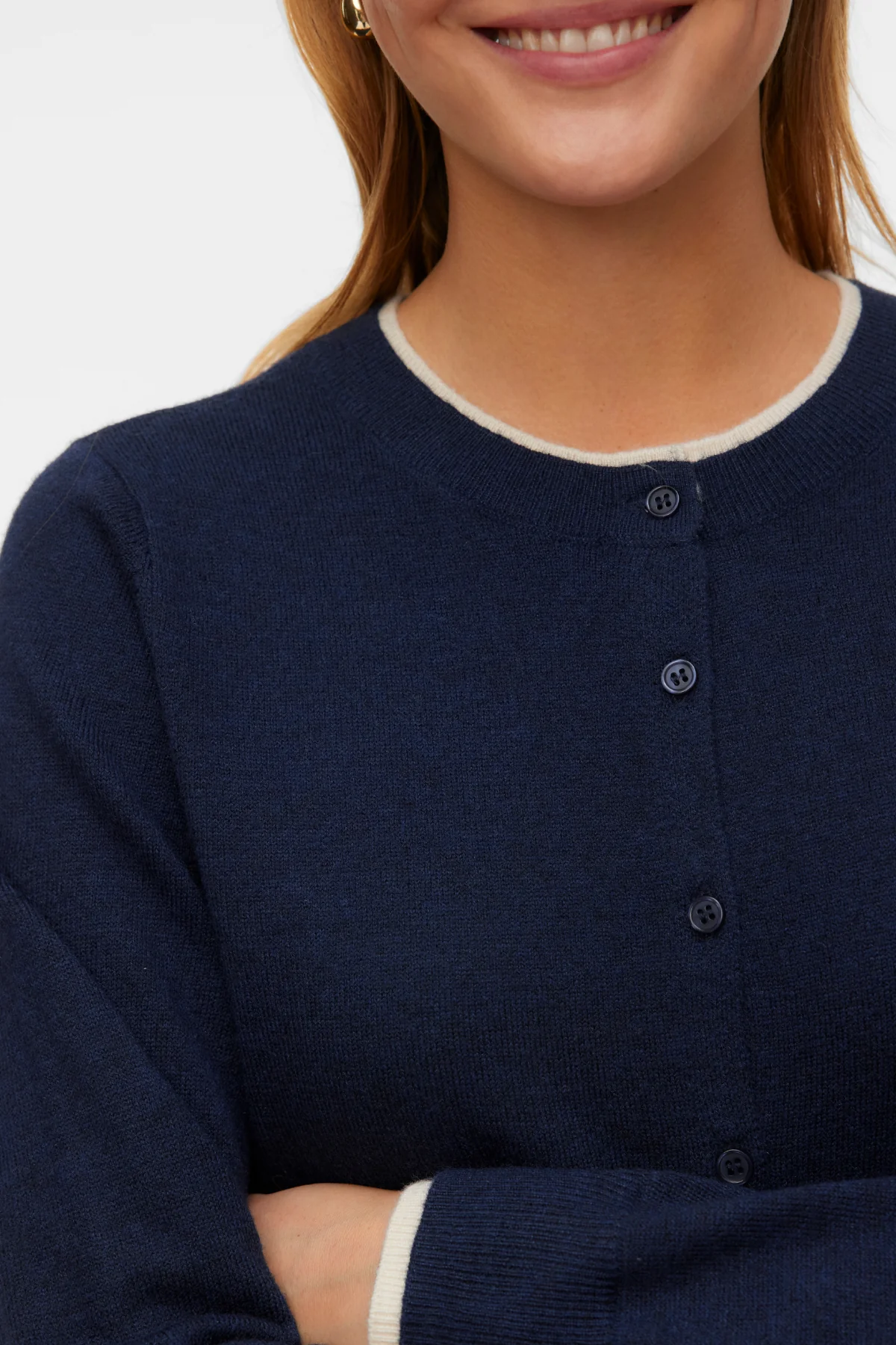 Magnifique cardigan à col rond -Blazer bleu marine w. Bouleau – Image 3