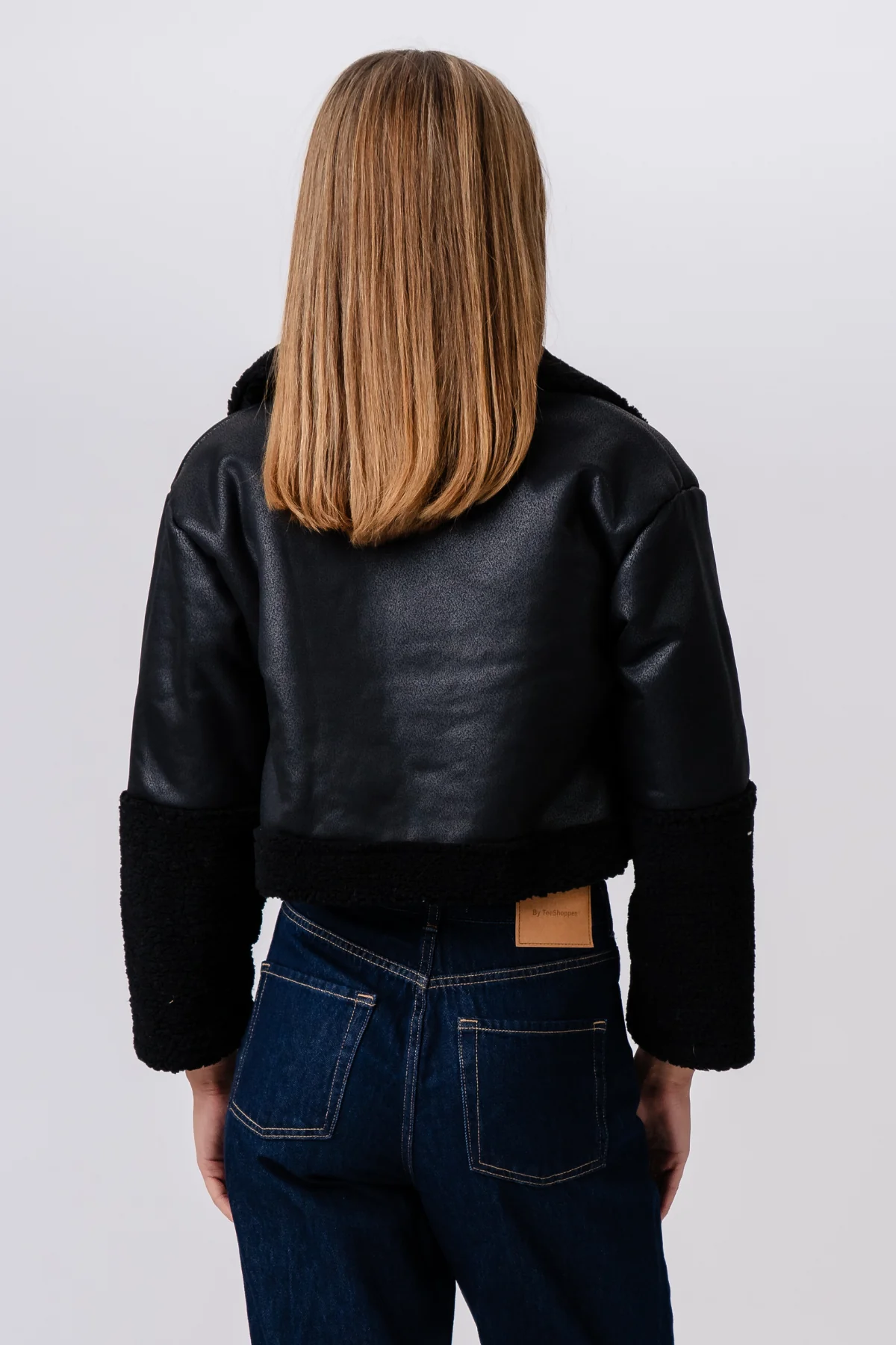 Veste de shearling de marguerite - noir / noir – Image 6