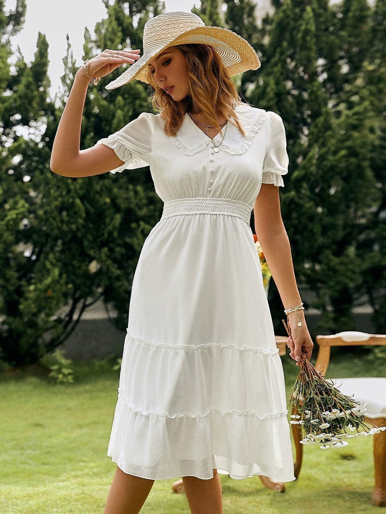 Robe Midi Champêtre Blanche – Image 6