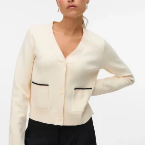 Cardigan contrasté doré à col en V - Birch W. Black