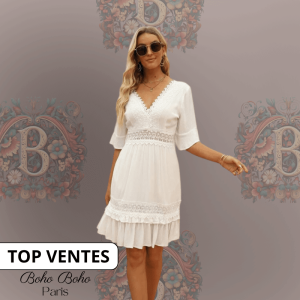 Robe Coupe Droite Dentelle  Femme Champêtre