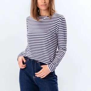 Slim Fit à manches longues rayées - Bleu