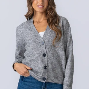 Cardigan tricoté - mélange gris clair