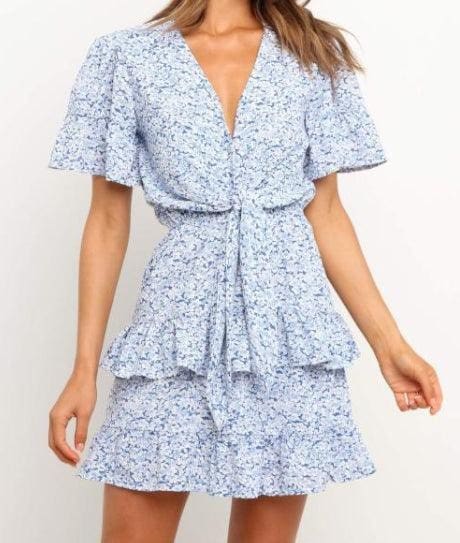 Robe Imprimée À Fleurs Bleu Hippie – Image 2