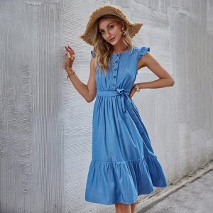 Robe De Demoiselle D’Honneur Bohème Bleue