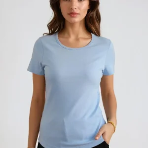 Basic T-shirt serré - bleu clair