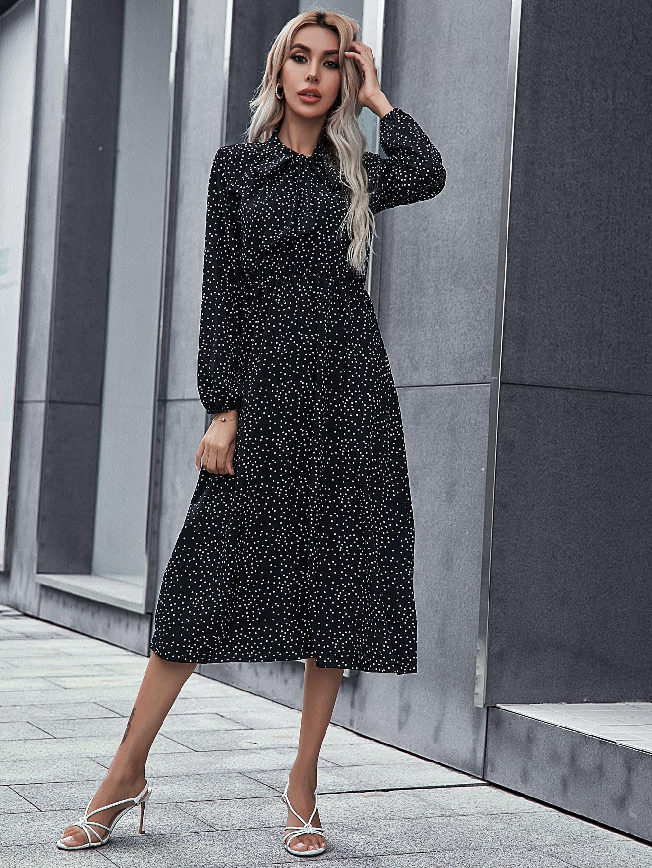 Robe Bohème À Pois Noirs Et Blancs – Image 2