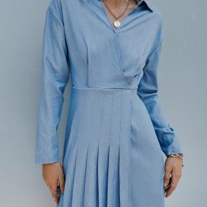 Robe Bohème Bleue Plissée
