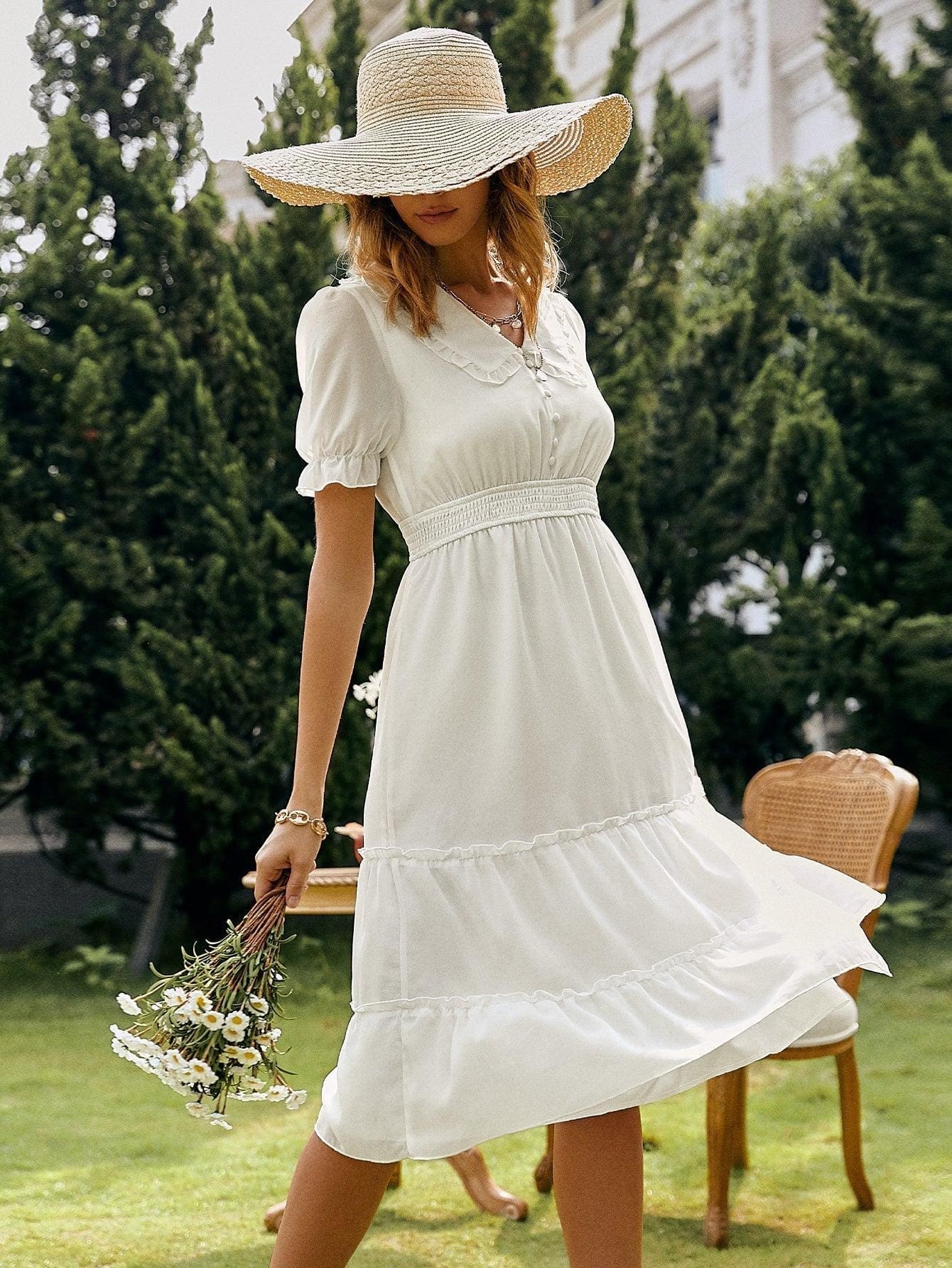 Robe Midi Champêtre Blanche – Image 2