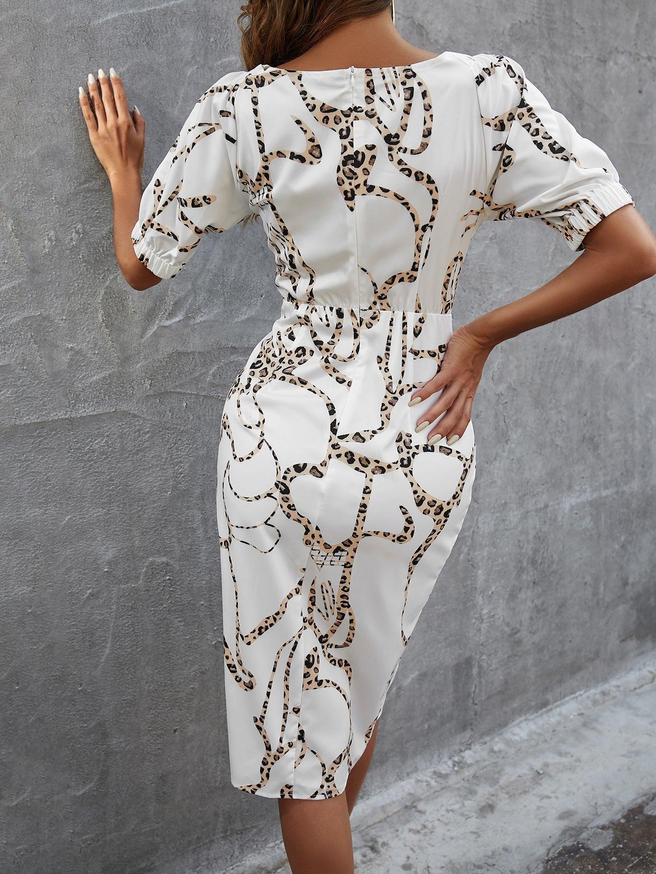 Robe Blanche À Motif Léopard – Image 4