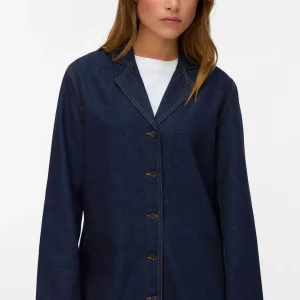 Kanika Denim Blazer Shirt - Dark Blue Denim