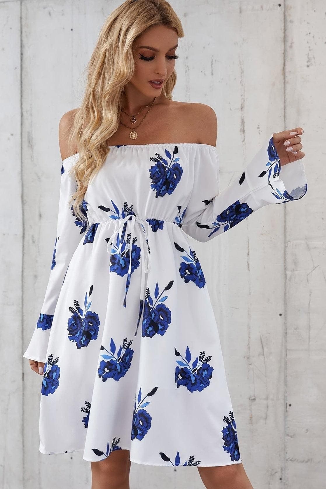 Robe D’Automne Blanche Et Bleue – Image 3