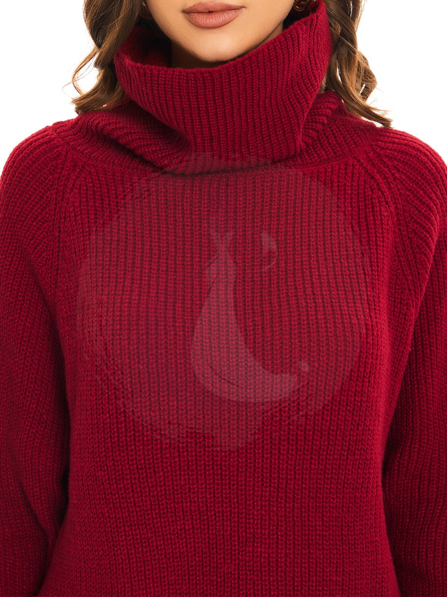 Robe pull courte à col roulé et manches longues avec poche – Image 6