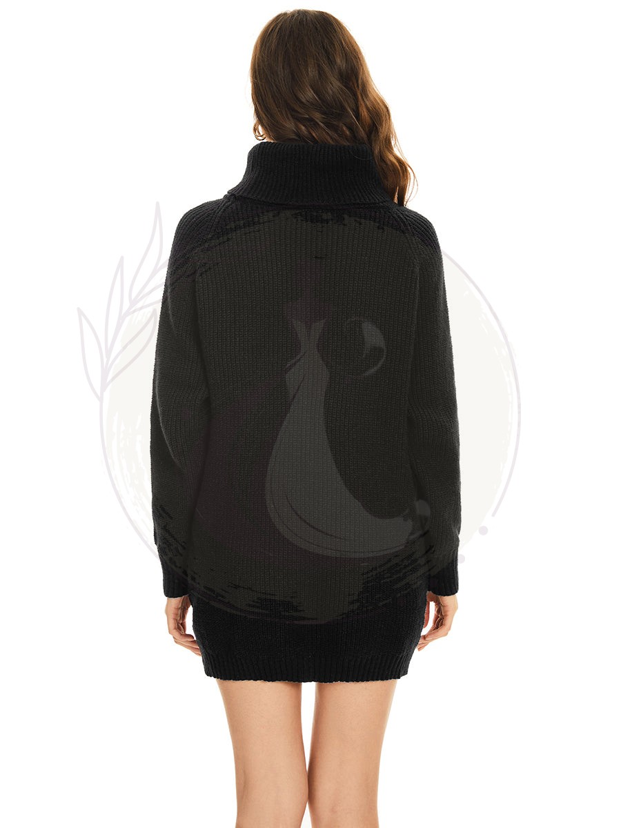 Robe pull courte à col roulé et manches longues avec poche – Image 9