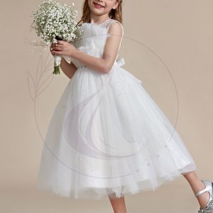 Robe Enfant d’Honneur Brillante avec couche de tulle sur la poitrine princesse