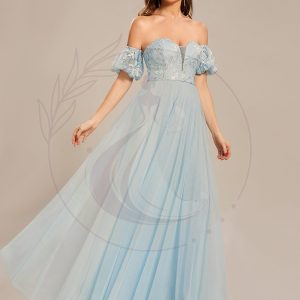 Taille personnalisée Robe de bal en tulle de style princesse à manches bouffantes