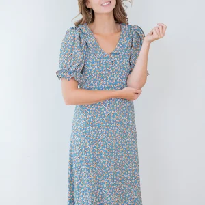 Robe canela - floral bleu