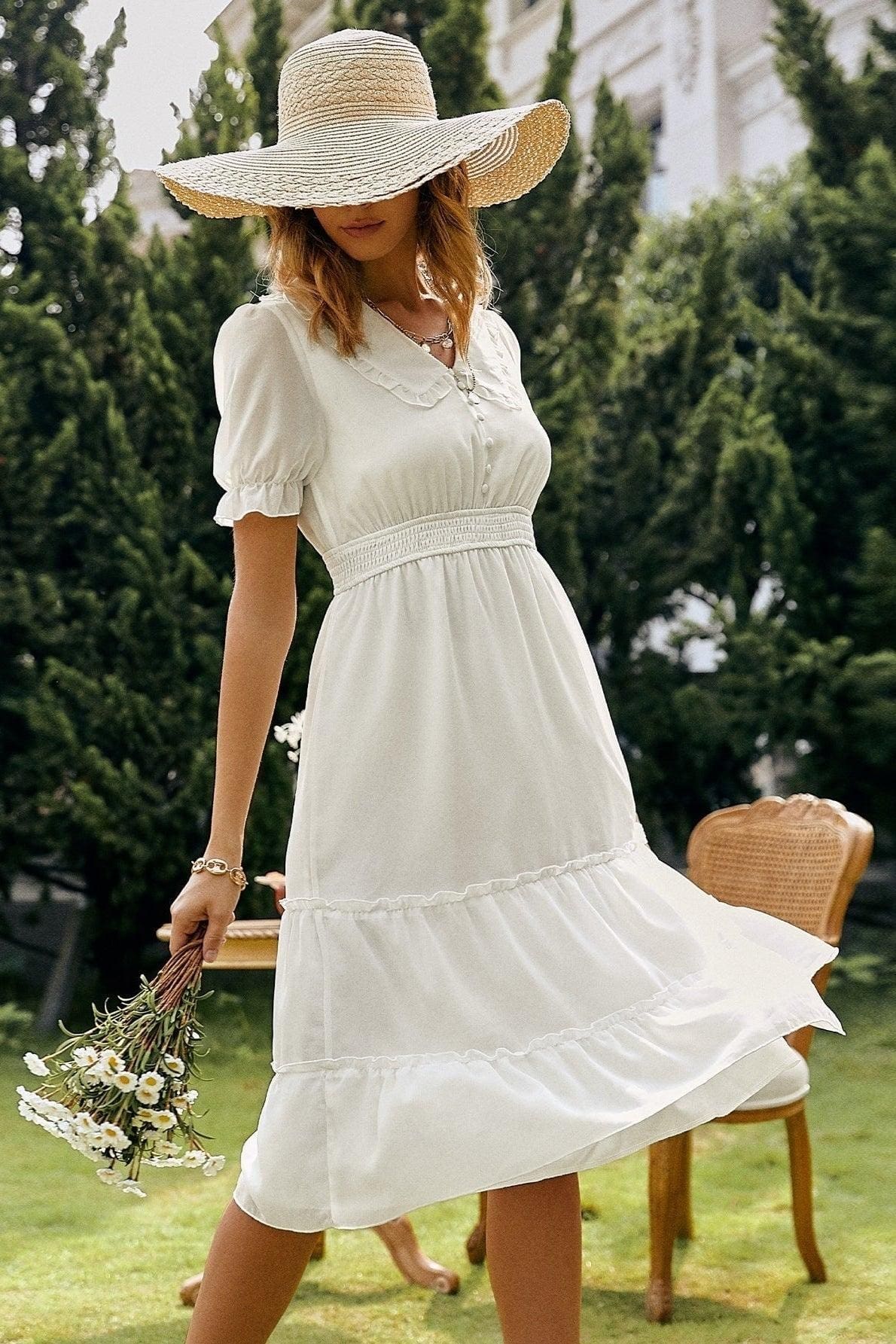 Robe Midi Champêtre Blanche – Image 3