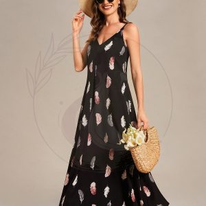 Robe d’été Plage Vacances maxi ample à bretelles fines A Ligne