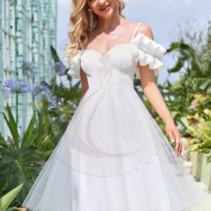 Taille personnalisée Robe de bal de fin d’année en tulle à lanières spaghetti et au coeur tendre