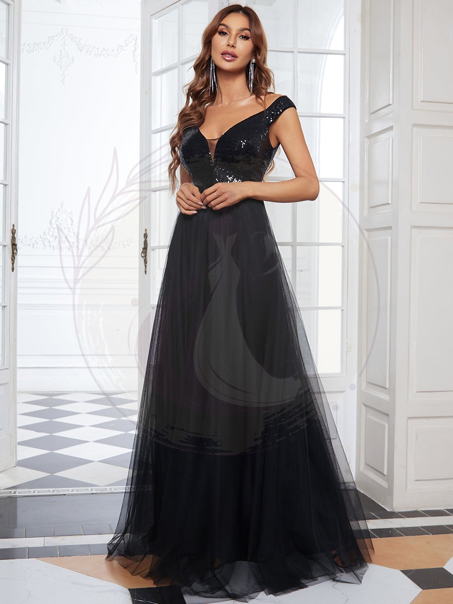 Taille personnalisée Robe de soirée sans manches paillettes taille haute – Image 8