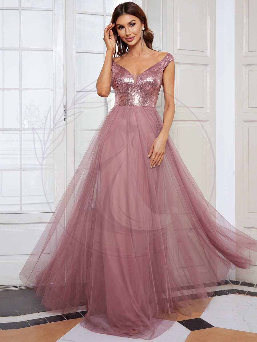 Taille personnalisée Robe de soirée sans manches paillettes taille haute – Image 5