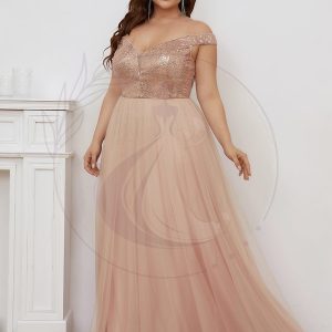 Superbe robe de soirée Grande taille en tulle et paillettes sans manches
