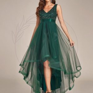 Robe de soirée Sans manches Bal et sequins haute-basse