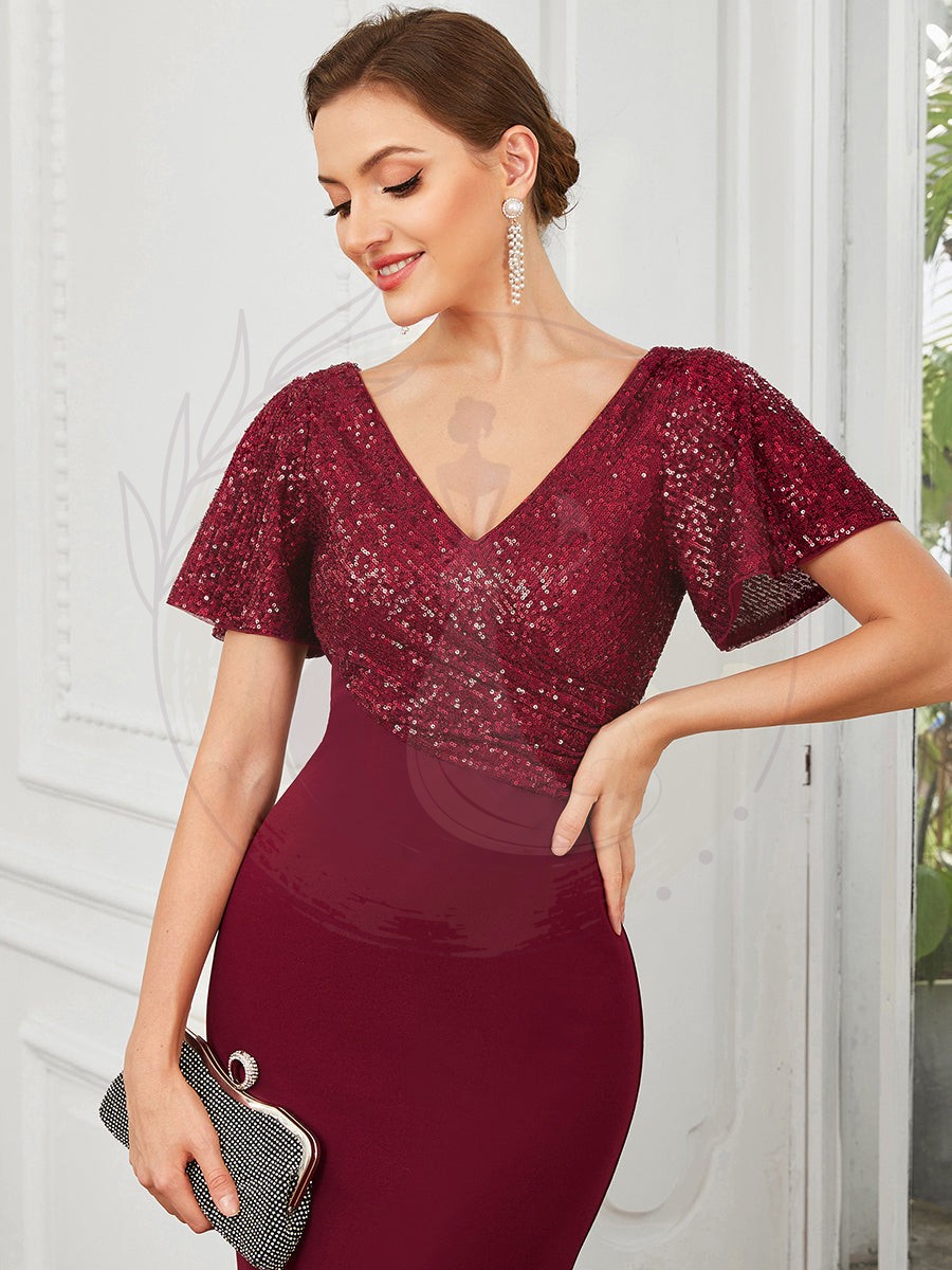 Robe de Soirée Tunique à Manches Courtes à Paillettes – Image 6