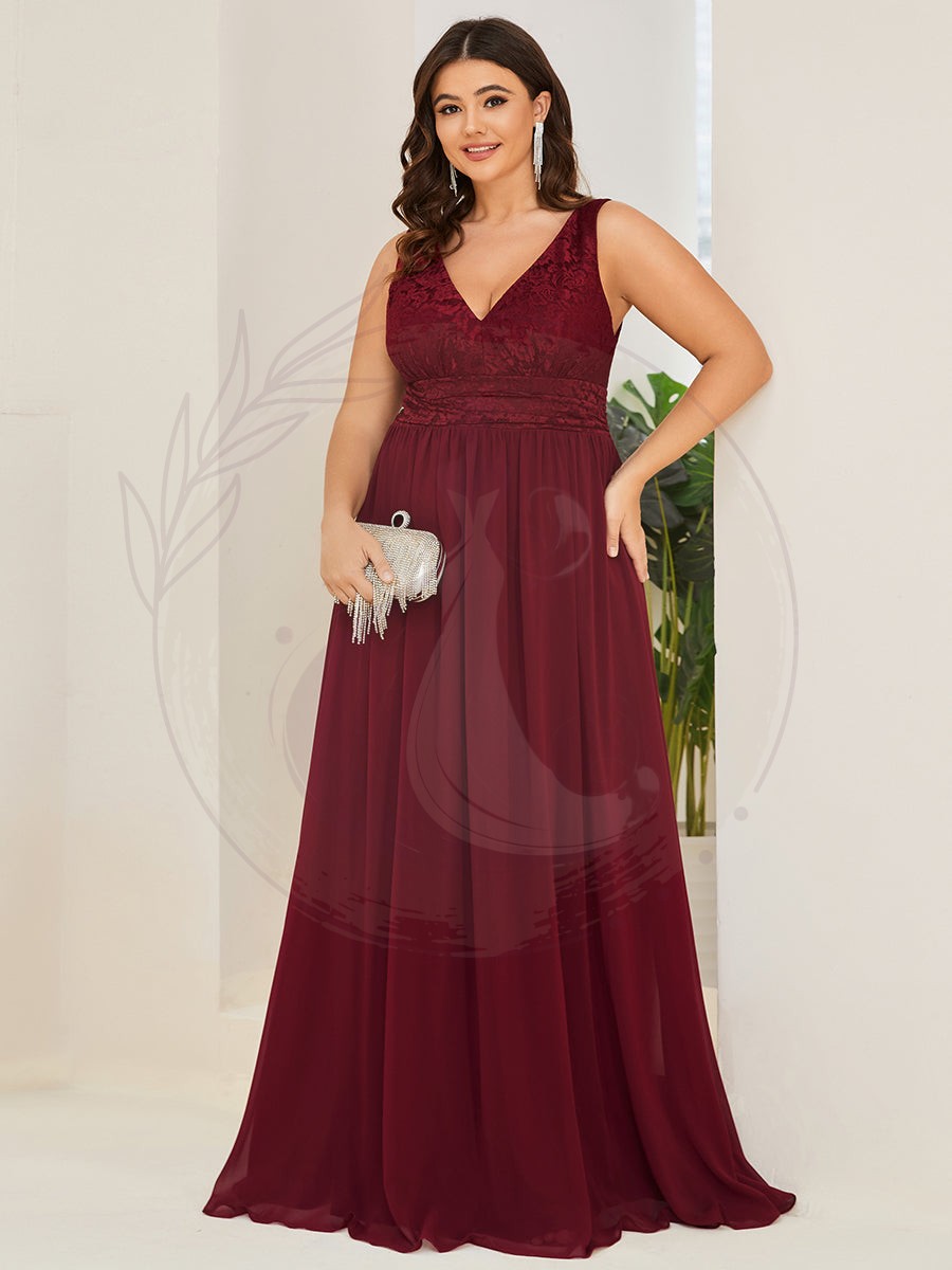 Robe de soirée sans manches Encolure en V Grande taille – Image 7