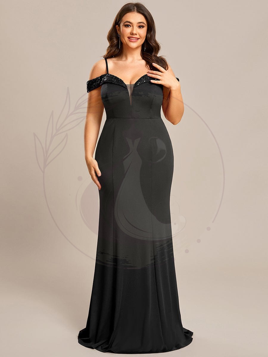 Robe de soirée élégante à manches à paillettes Bretelles Fines – Image 9