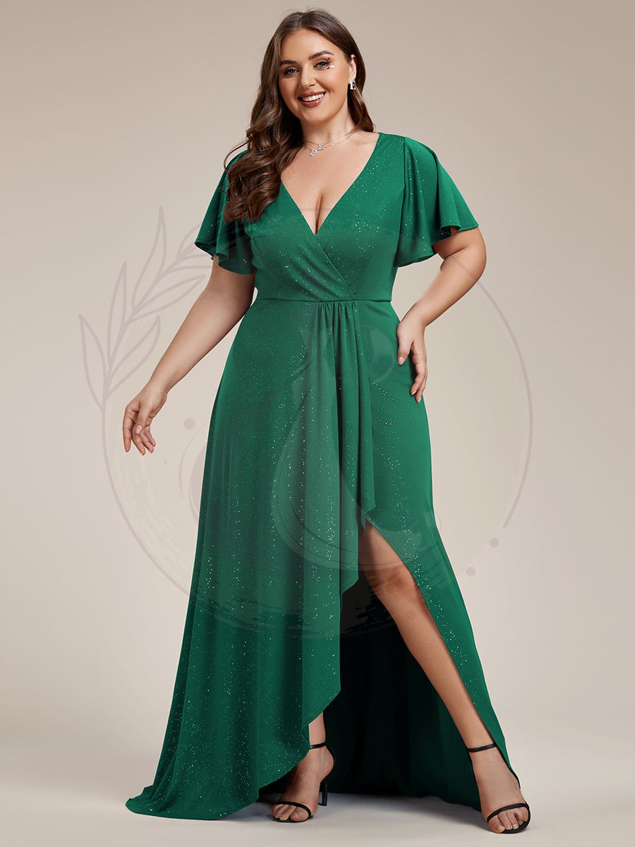 Robe de Soirée élégante à paillettes décolleté en V profond Grande taille – Image 6