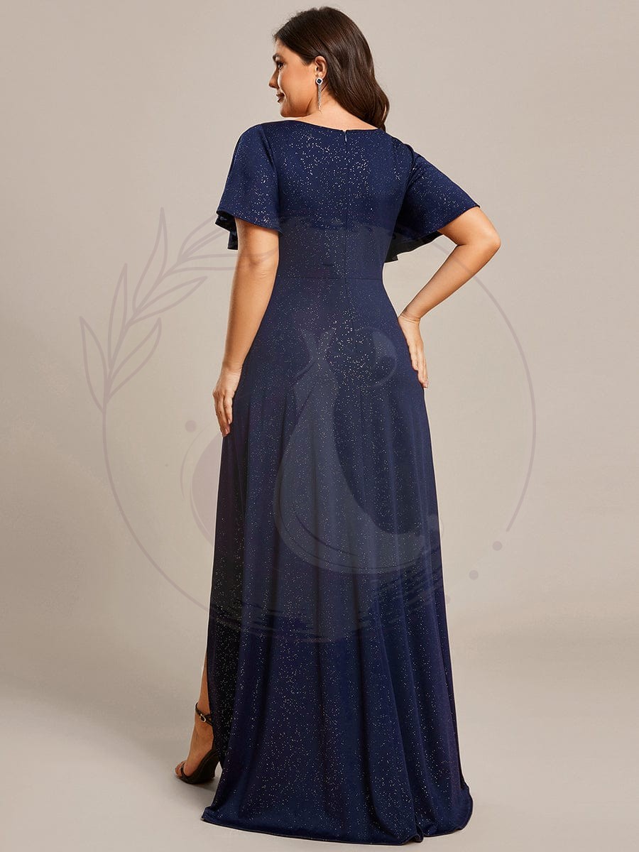 Robe de Soirée élégante à paillettes décolleté en V profond Grande taille – Image 9