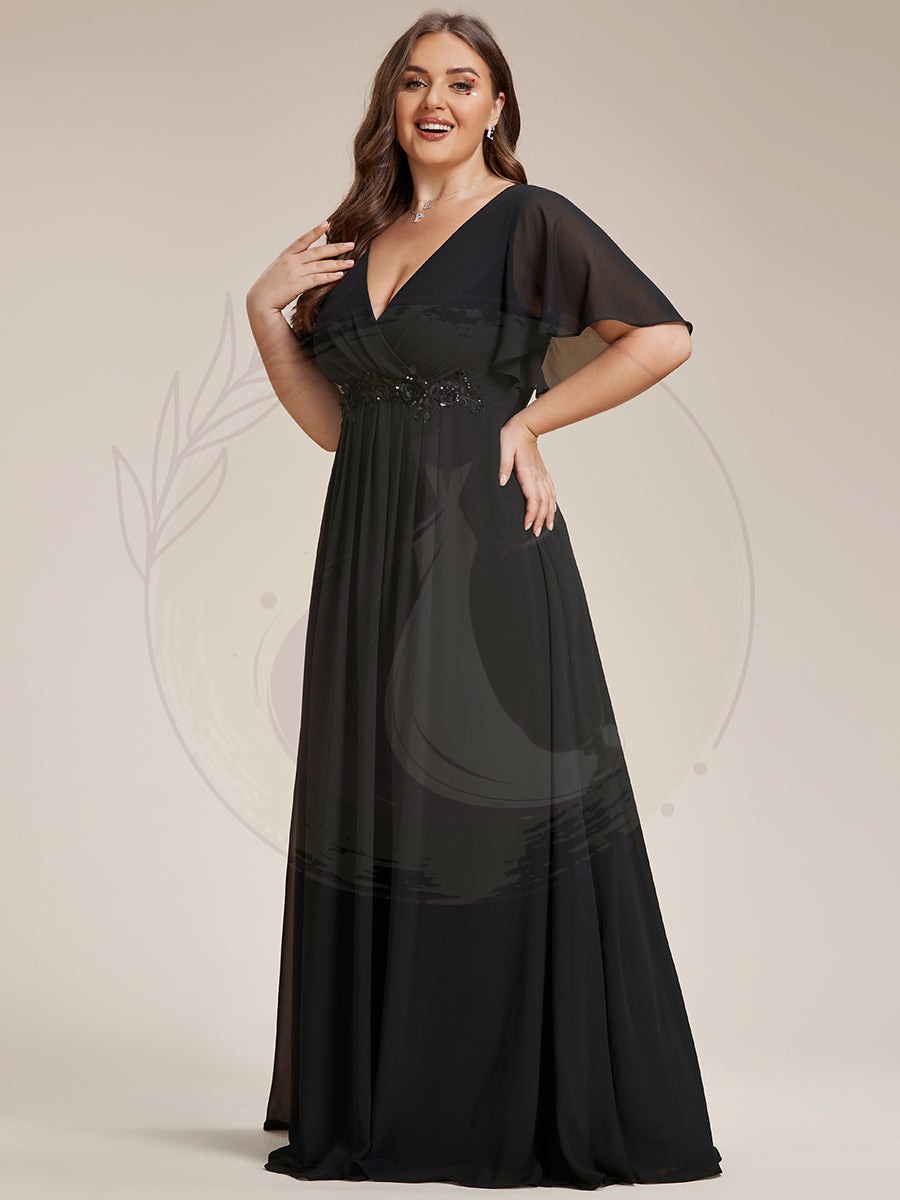 Robe de soirée Grande élégante en mousseline de soie avec manches flottantes – Image 4