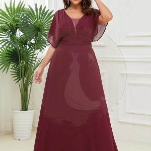 Robe de Soirée Longue Grande Taille en Mousseline à Taille Empire