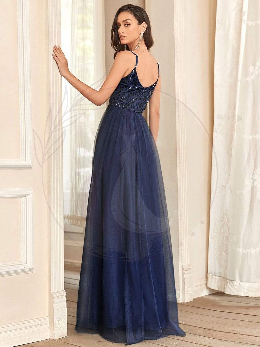 Taille personnalisée Robe de soirée Tulle Col V bretelles fines – Image 7