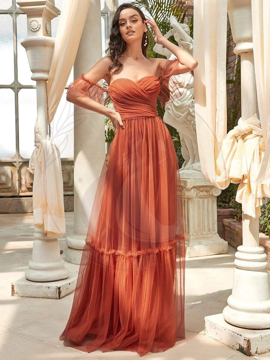 Robe de soirée en tulle plissée à épaules dénudées – Image 2