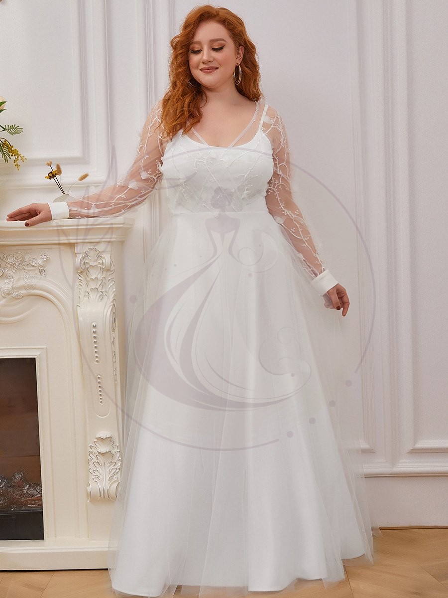 Robe de mariée romantique en tulle avec décoration en dentelle – Image 8