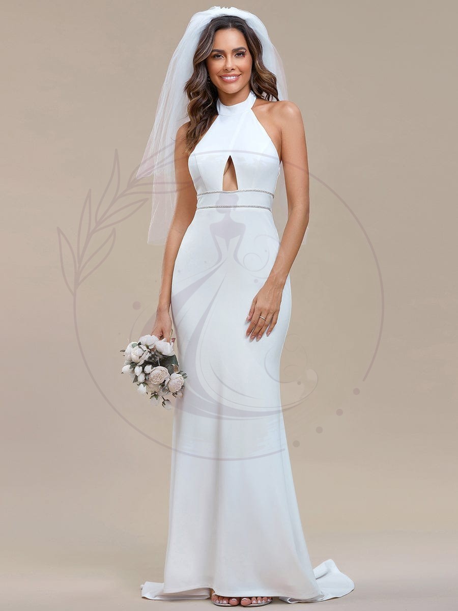 Robe de mariée sirène sans manches creuse à col licou – Image 2